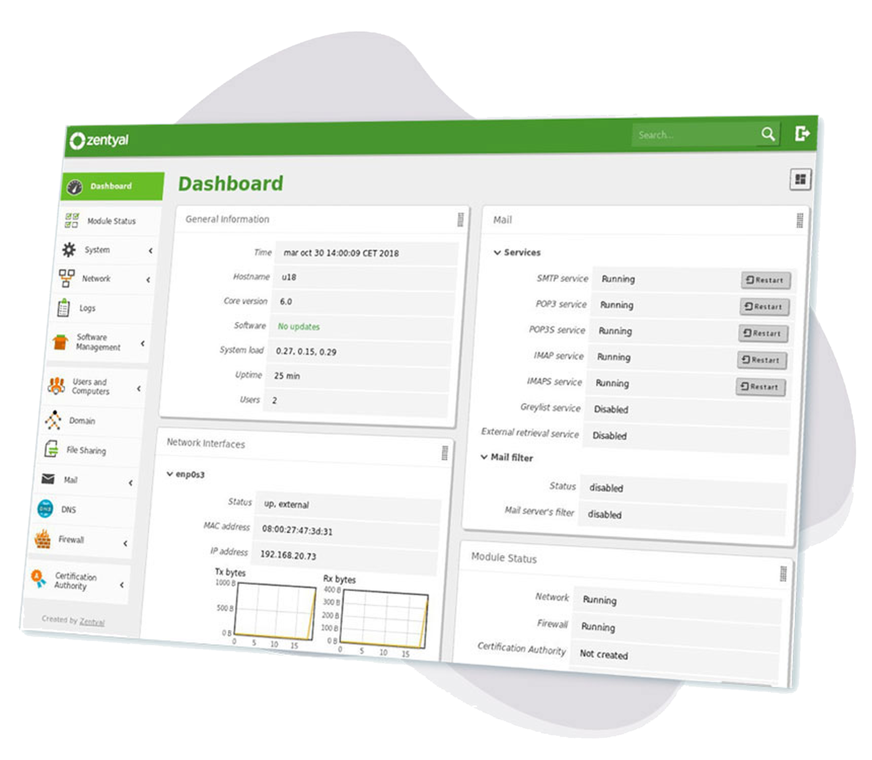 Zentyal Server dashboard