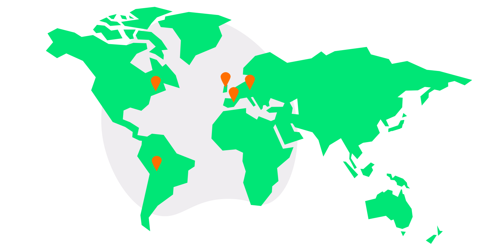 mapa del mundo con marcadores